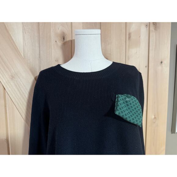 Cabi | Get Together Sweater, Black with Sheer Green Pattern Back | Size M - Picture 6 of 14